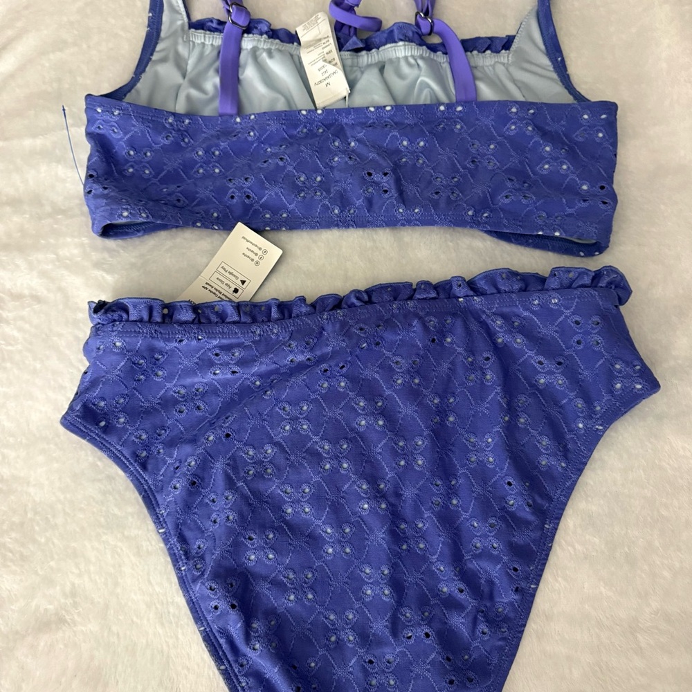 NWT Sweet Violette Purple Bikini Set Cupshe Eyelet Ruffle Women Medium - Picture 8 of 9